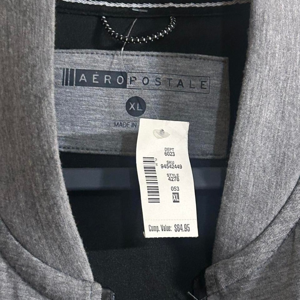 NWT Men's Aeropostale zip sweatshirt XL grey soft - Picture 3 of 3